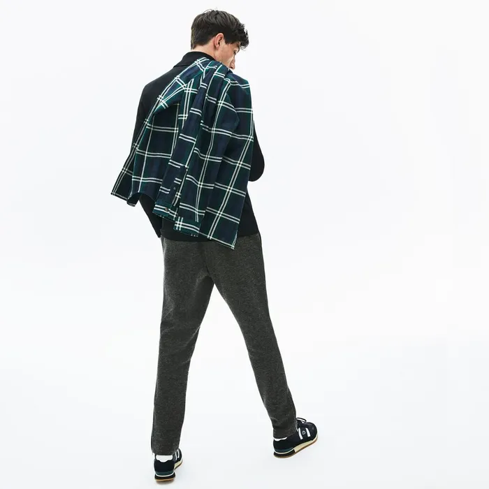Cotton And Wool Blend Fleece Sweatpants Grey Chine Mens Lacoste Pants and Shorts Shop