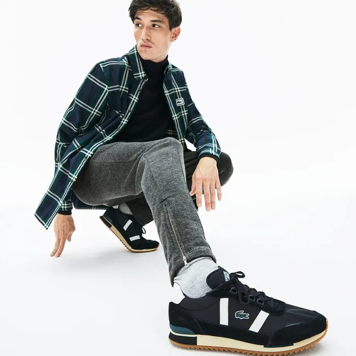 Cotton And Wool Blend Fleece Sweatpants Grey Chine Mens Lacoste Tracksuits Popular