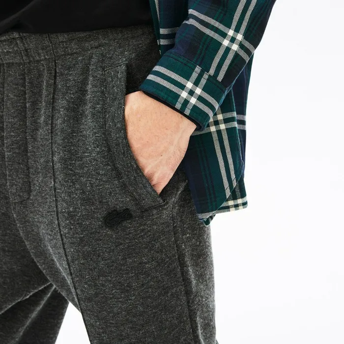 Cotton And Wool Blend Fleece Sweatpants Grey Chine Mens Lacoste Tracksuits Popular