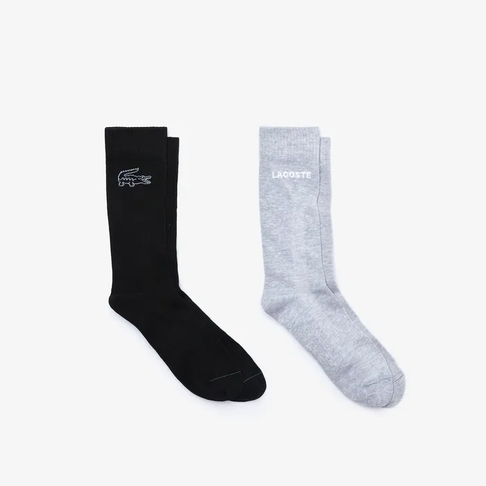 Cotton Blend Sock 2Pack Grey ChineBlackWhiteGreen Mens Lacoste Socks Gift 4 You Cotton Blend Sock 2Pack Grey ChineBlackWhiteGreen Mens Lacoste Socks Gift 4 You