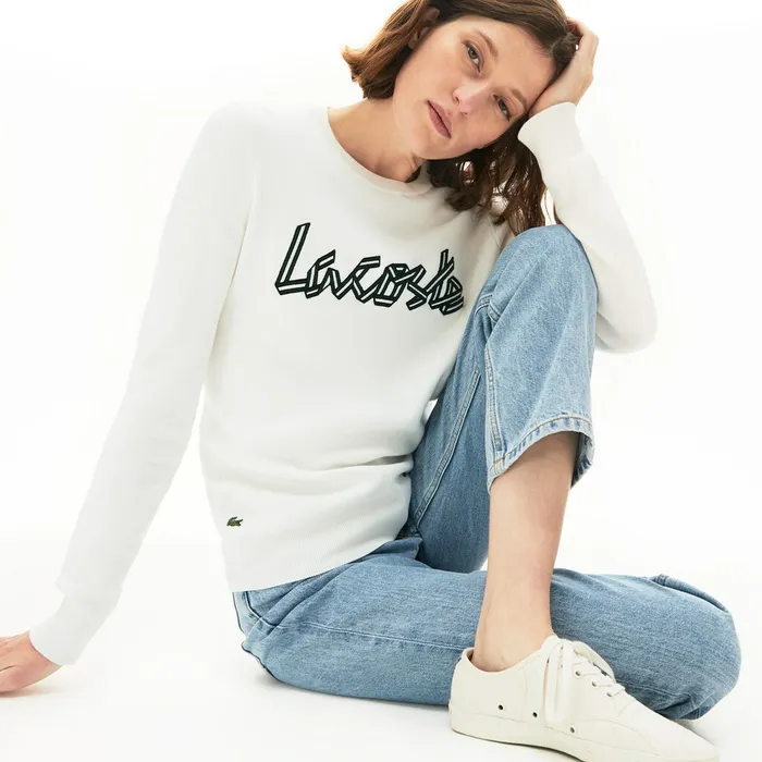 Cotton Crew Neck Sweater White Womens Lacoste Sweaters and Sweatshirts Popular Cotton Crew Neck Sweater White Womens Lacoste Sweaters and Sweatshirts Popular