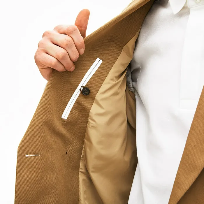 CottonLinen DoubleBreasted Jacket Brown Mens Lacoste Jackets and Coats Shop Online