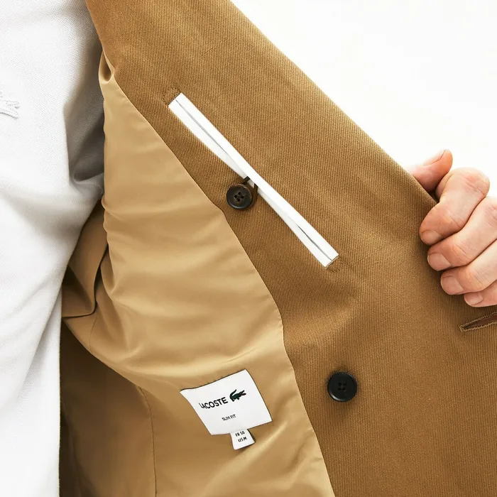 CottonLinen DoubleBreasted Jacket Brown Mens Lacoste Jackets and Coats Shop Online