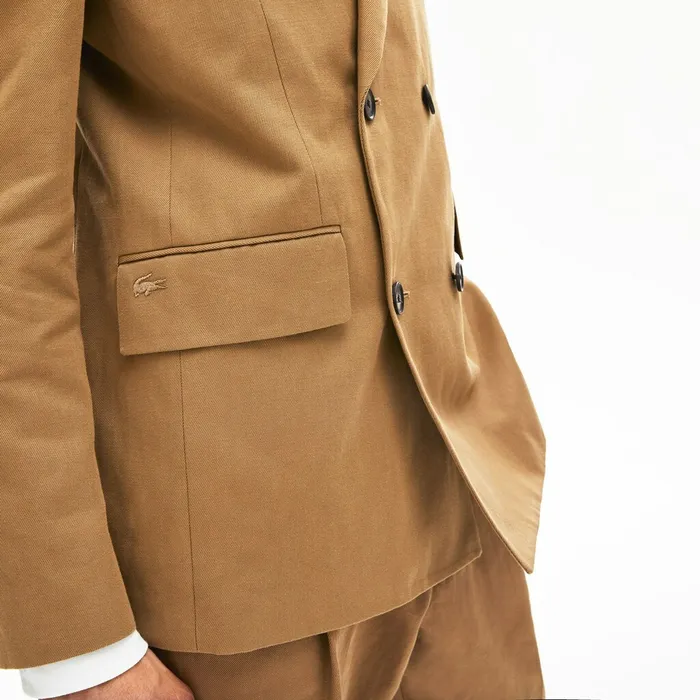 CottonLinen DoubleBreasted Jacket Brown Mens Lacoste Jackets and Coats Shop Online