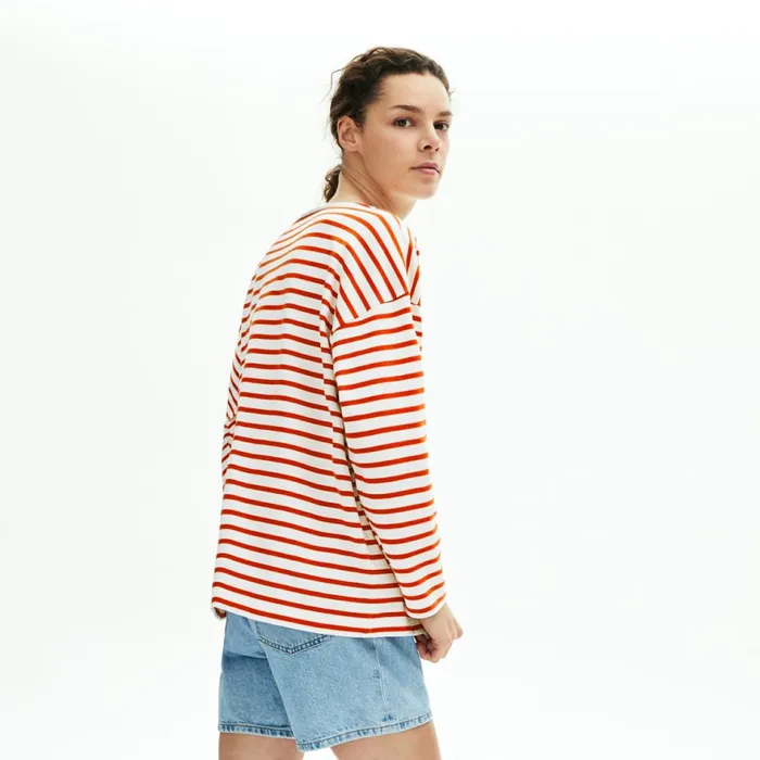 Cotton Nautical Striped TShirt WhiteRed Womens Lacoste TShirts Gift for Friend