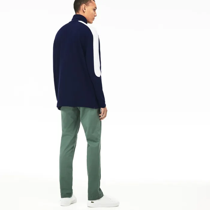 Cotton Piqu Sweatshirt Navy BlueWhite Mens Lacoste Sweatshirts Gift for Friend