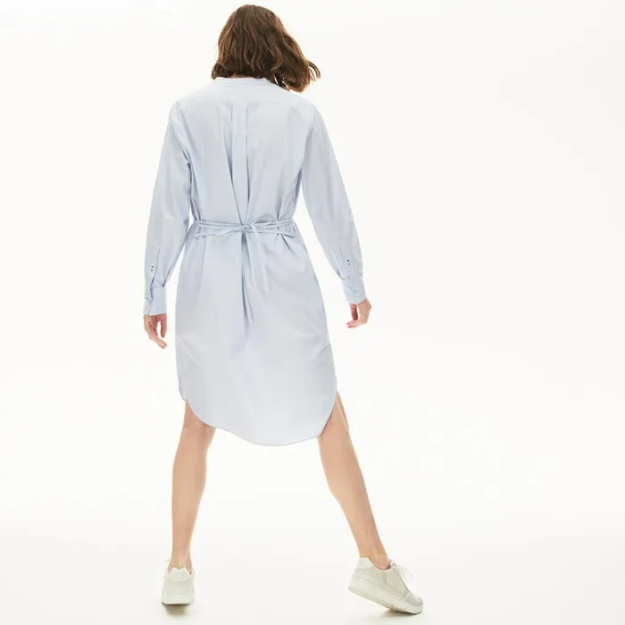 Cotton Shirt Dress Light BlueWhiteNavy Blue Womens Lacoste Dresses and Skirts Casaul