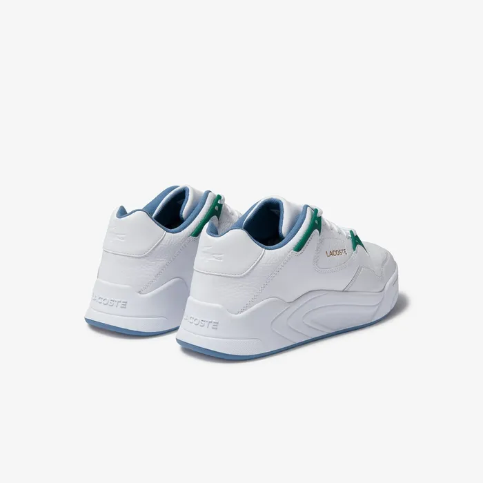 Court Slam Tumbled Leather Sneakers WhtGreen Mens Lacoste Sneakers Popular