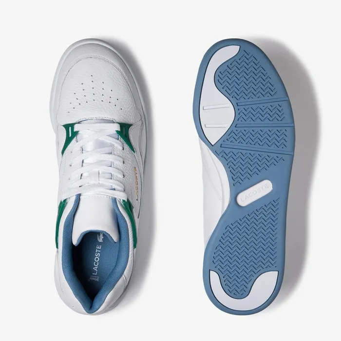 Court Slam Tumbled Leather Sneakers WhtGreen Mens Lacoste Sneakers Popular