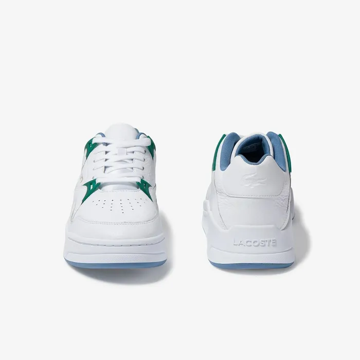Court Slam Tumbled Leather Sneakers WhtGreen Mens Lacoste Sneakers Popular