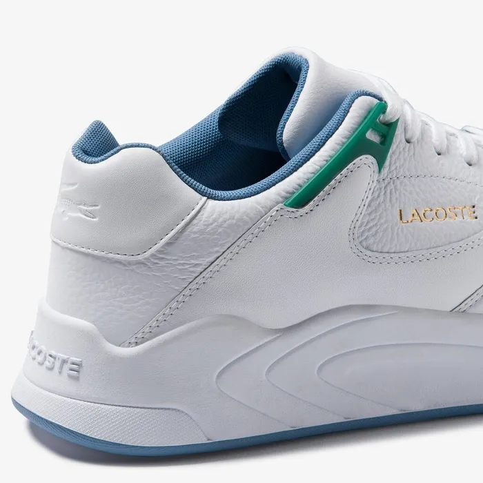 Court Slam Tumbled Leather Sneakers WhtGreen Mens Lacoste Sneakers Popular