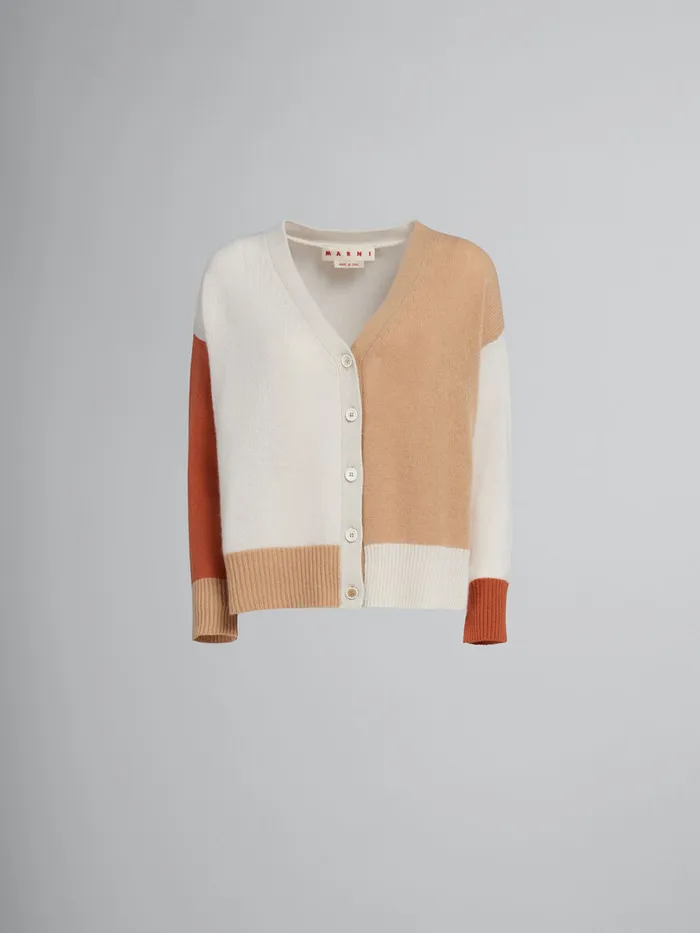 Cream Colourblock Cashmere Cardigan Women Marni Knitwear