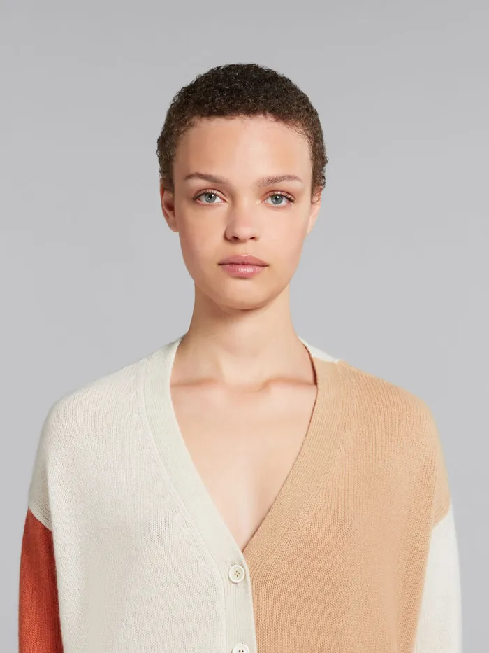 Cream Colourblock Cashmere Cardigan Women Marni Knitwear