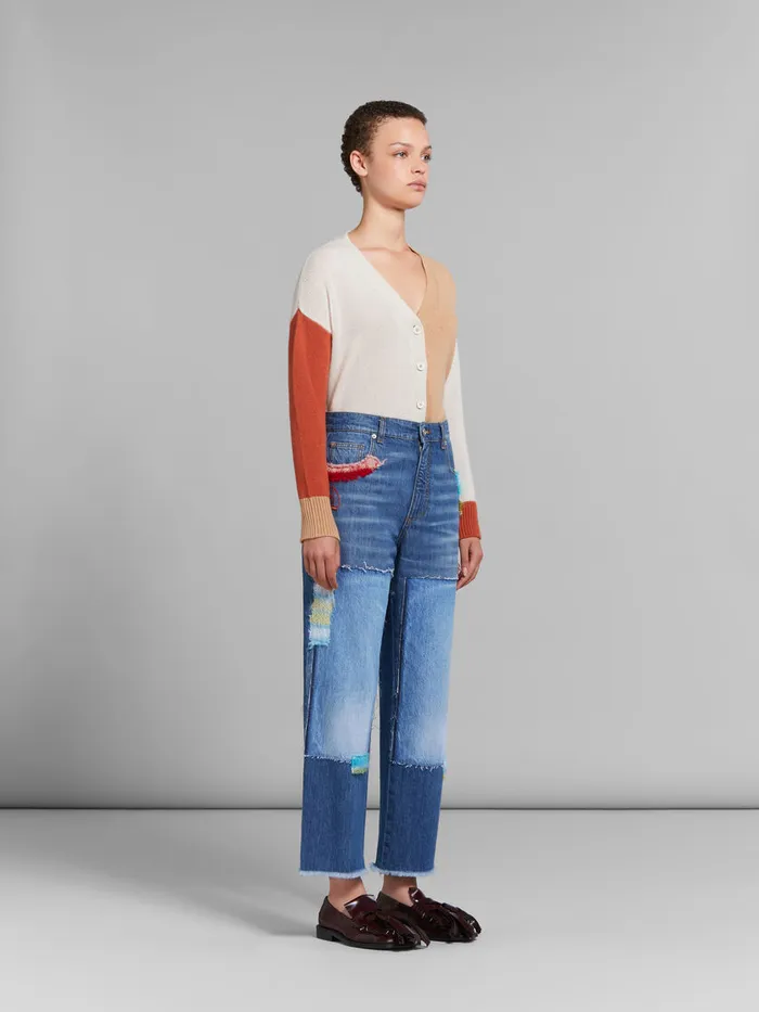Cream Colourblock Cashmere Cardigan Women Marni Knitwear