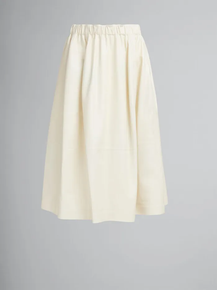 Cream Nappa Leather Elasticated Midi Skirt Women Marni Skirts