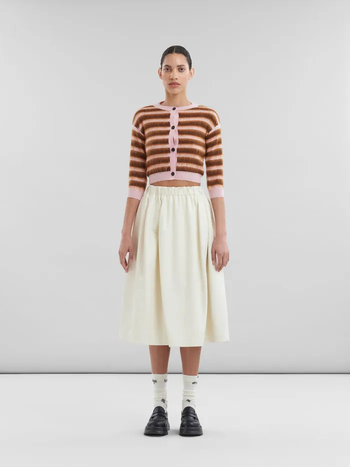 Cream Nappa Leather Elasticated Midi Skirt Women Marni Skirts