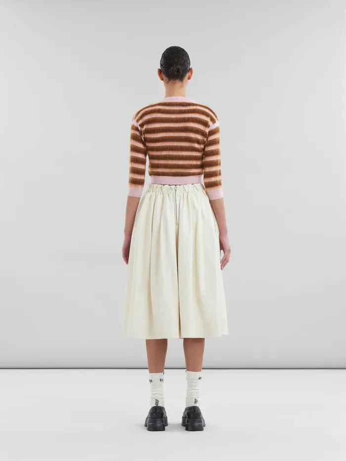 Cream Nappa Leather Elasticated Midi Skirt Women Marni Skirts