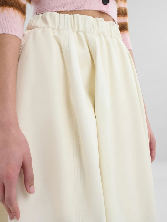 Cream Nappa Leather Elasticated Midi Skirt Women Marni Skirts