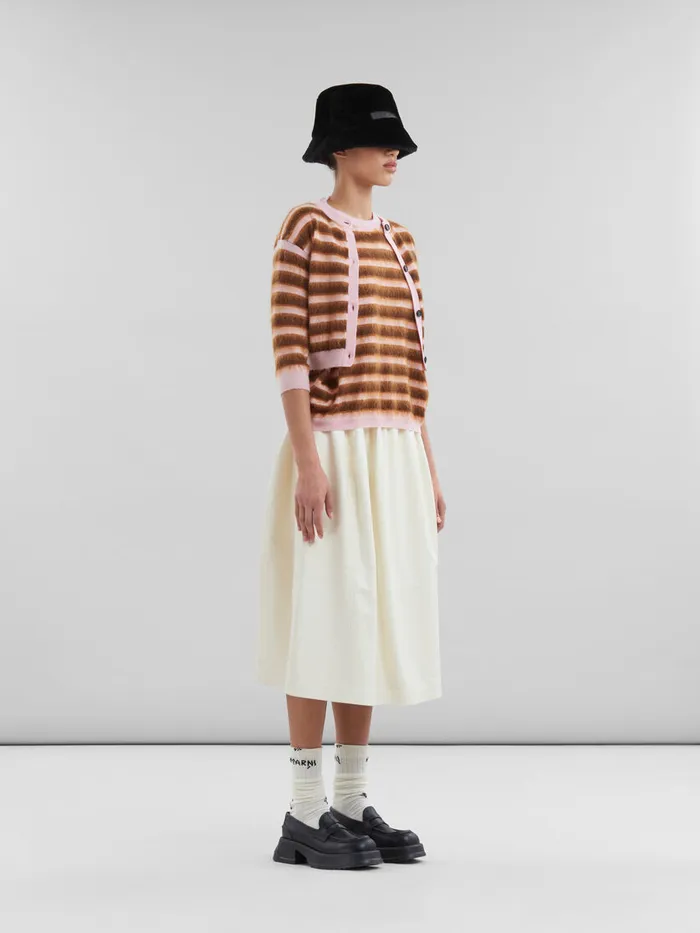 Cream Nappa Leather Elasticated Midi Skirt Women Marni Skirts