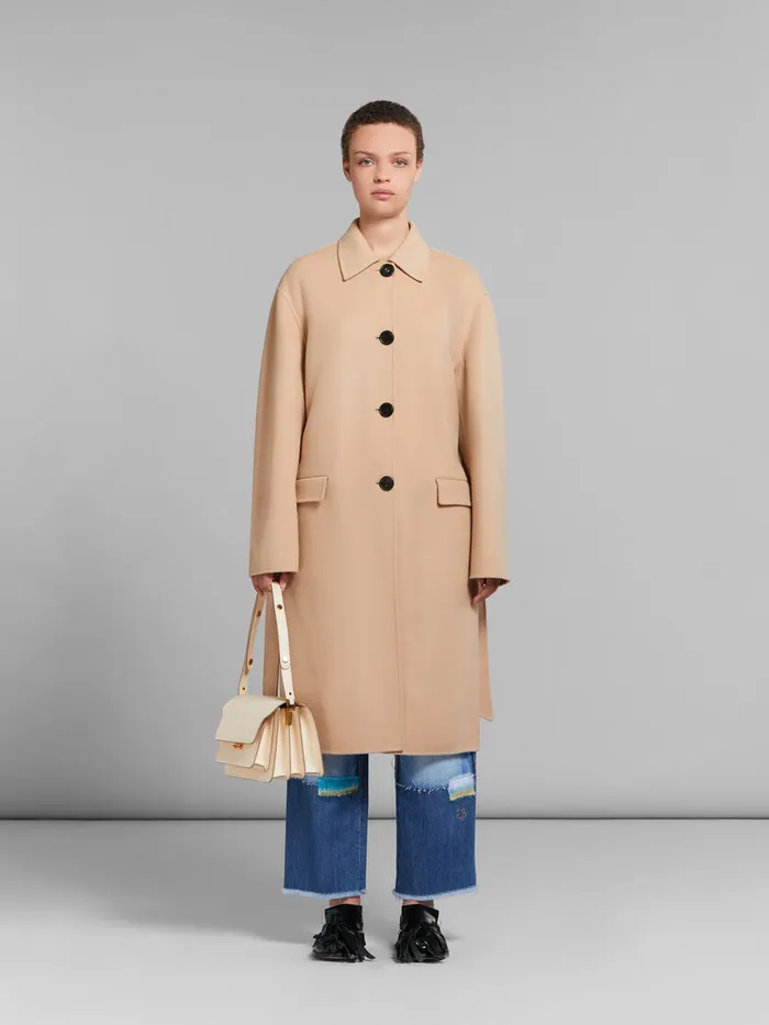 Cream Saffiano Leather Medium Trunk Bag Women Marni Shoulder Bags