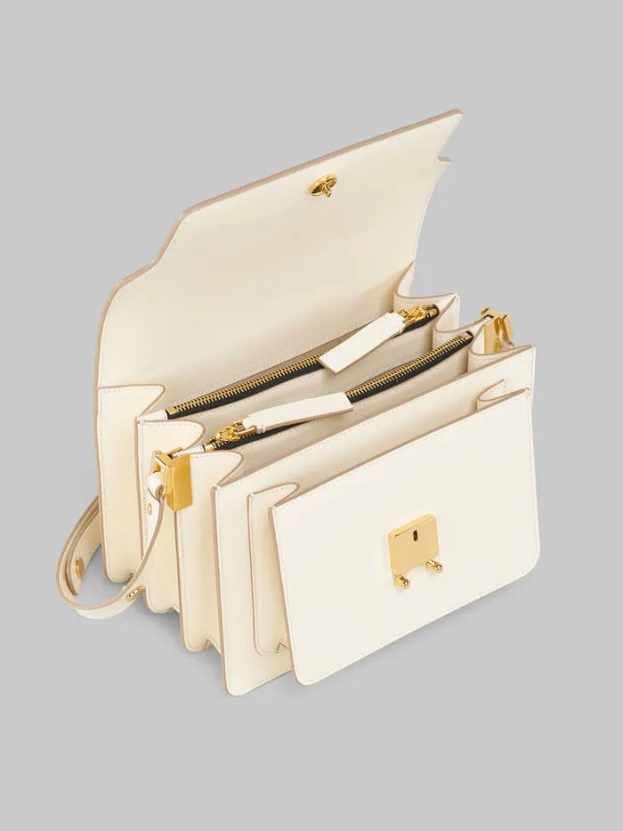 Cream Saffiano Leather Medium Trunk Bag Women Marni Shoulder Bags