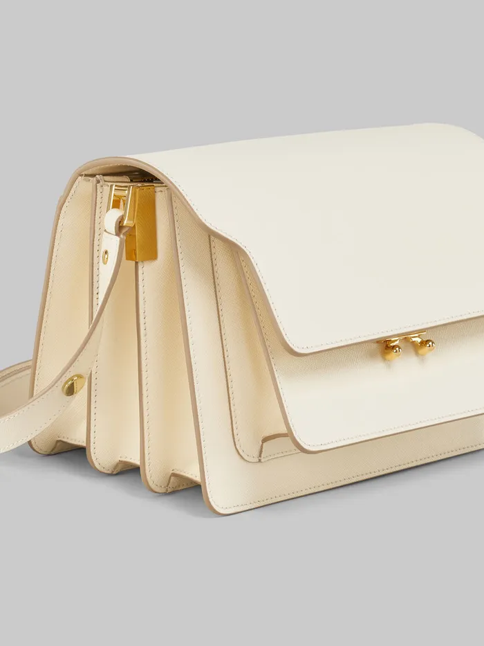 Cream Saffiano Leather Medium Trunk Bag Women Marni Shoulder Bags