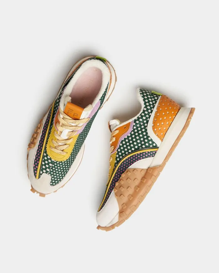 Crease Runner Checkered Orange WomenMen Filling Pieces Sneakers