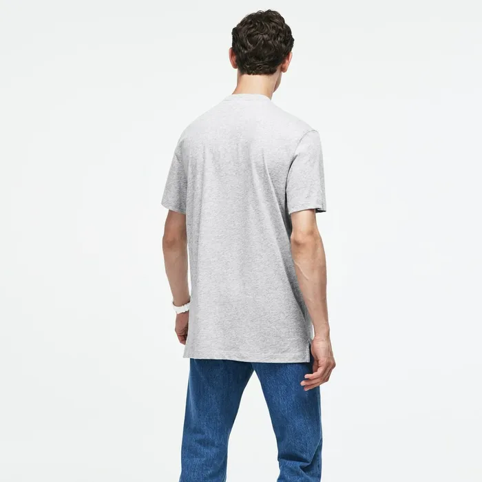 Crew Neck 3D Lettering Cotton Jersey Tshirt Grey Mens Lacoste TShirts Store