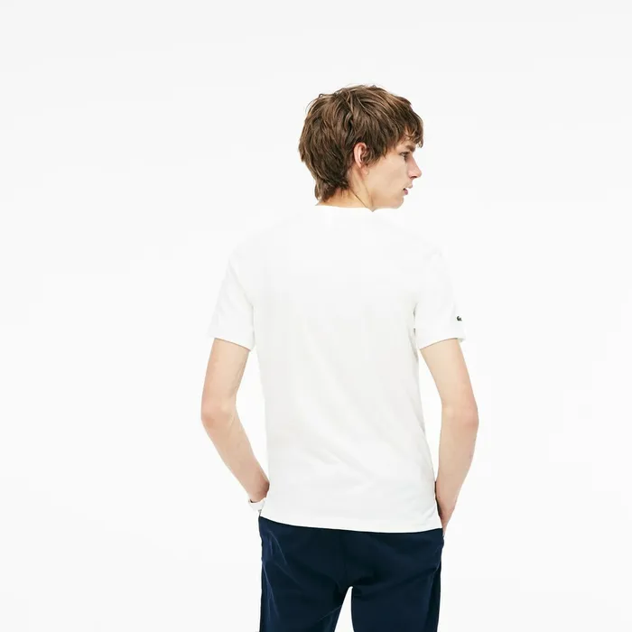 Crew Neck 3D Lettering Cotton Jersey Tshirt White Mens Lacoste TShirts Popular