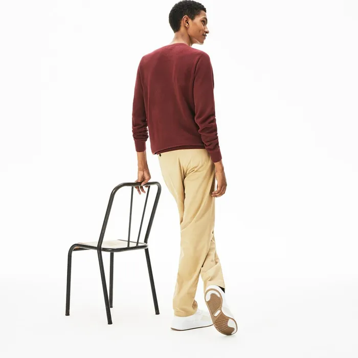 Crew Neck Cotton Piqu Sweater Bordeaux Mens Lacoste Sweaters Store