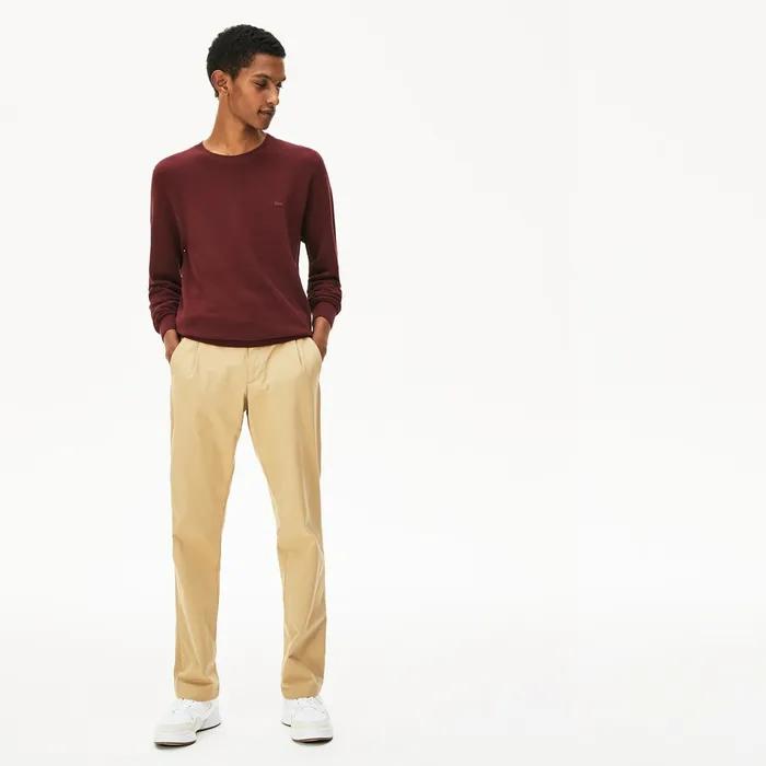 Crew Neck Cotton Piqu Sweater Bordeaux Mens Lacoste Sweaters Store