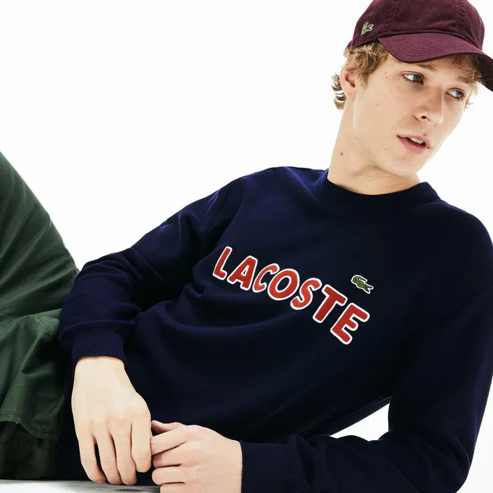Crew Neck Cotton Sweater Navy BlueBrown Mens Lacoste Sweaters Online Outlet Store Crew Neck Cotton Sweater Navy BlueBrown Mens Lacoste Sweaters Online Outlet Store