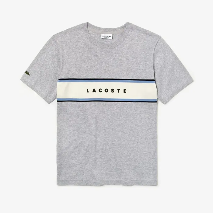 Crew Neck Cotton Tshirt Grey Chine Mens Lacoste TShirts Shop Online