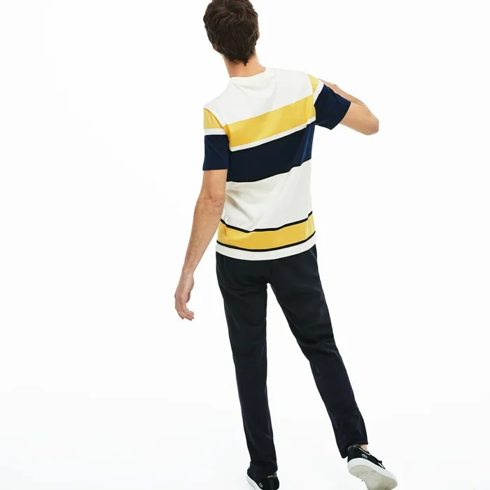 Crew Neck Cotton Tshirt WhiteBlackYellowNavy Blue Mens Lacoste TShirts Gift for Friend