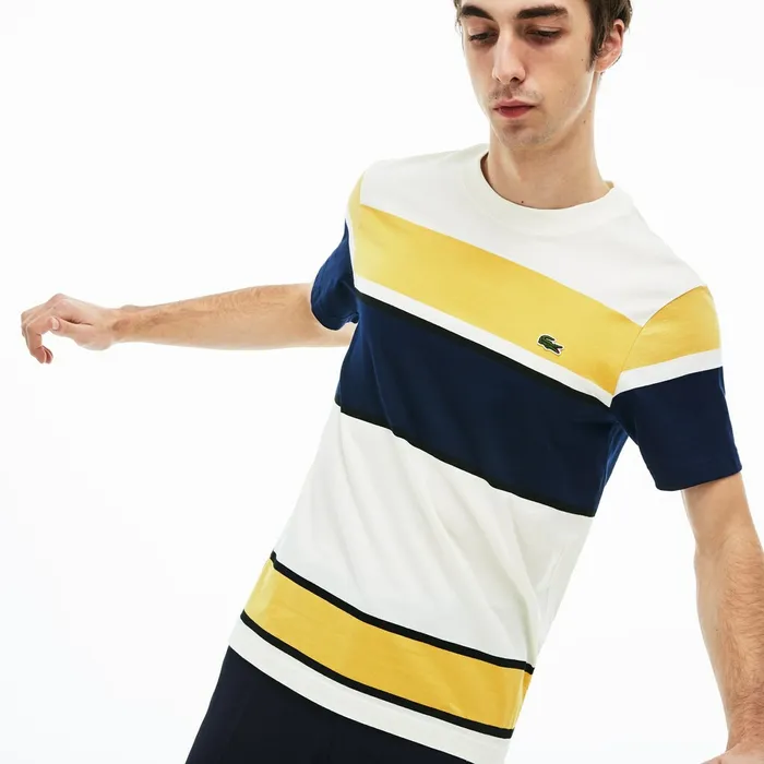 Crew Neck Cotton Tshirt WhiteBlackYellowNavy Blue Mens Lacoste TShirts Gift for Friend
