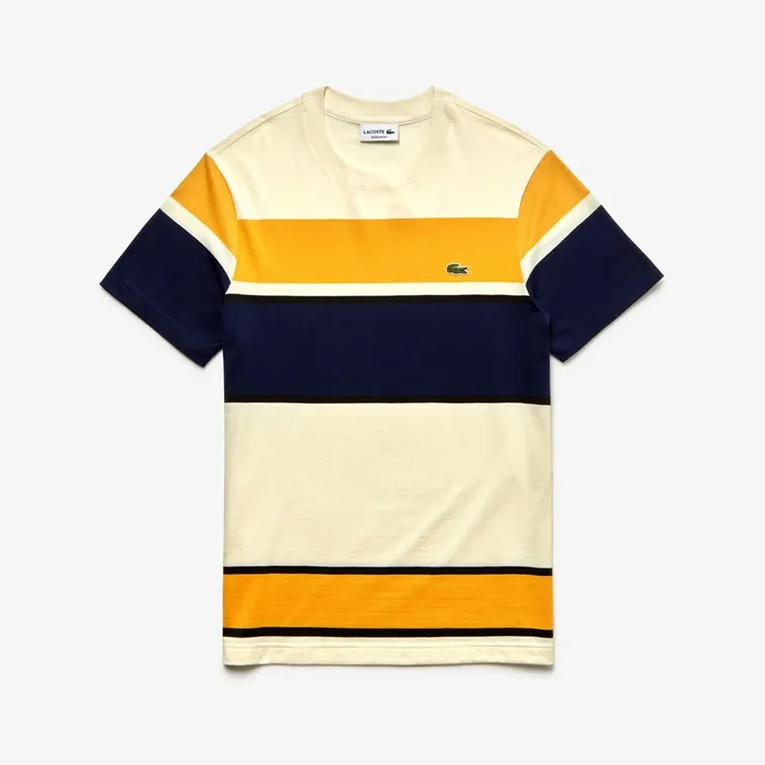 Crew Neck Cotton Tshirt WhiteBlackYellowNavy Blue Mens Lacoste TShirts Gift for Friend