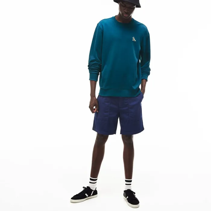 Crew Neck Fleece Sweatshirt Blue Mens Lacoste Sweatshirts Gift 4 You
