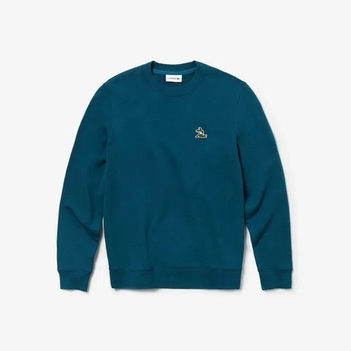 Crew Neck Fleece Sweatshirt Blue Mens Lacoste Sweatshirts Gift 4 You