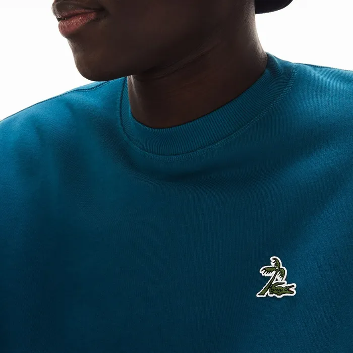 Crew Neck Fleece Sweatshirt Blue Mens Lacoste Sweatshirts Gift 4 You