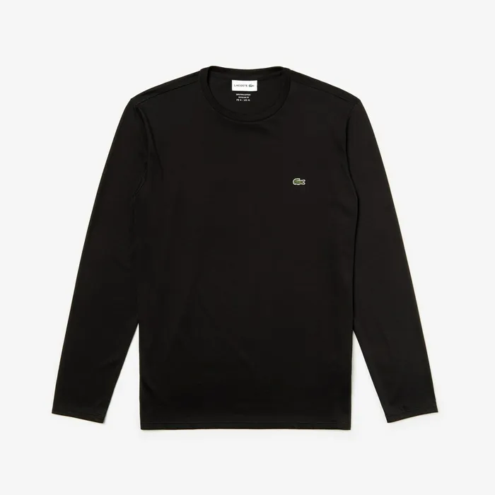 Crew Neck Pima Cotton Jersey Tshirt Black Mens Lacoste TShirts USA
