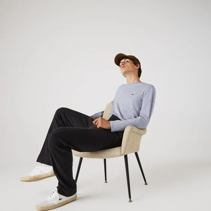 Crew Neck Pima Cotton Jersey Tshirt Grey Chine Mens Lacoste TShirts Shop