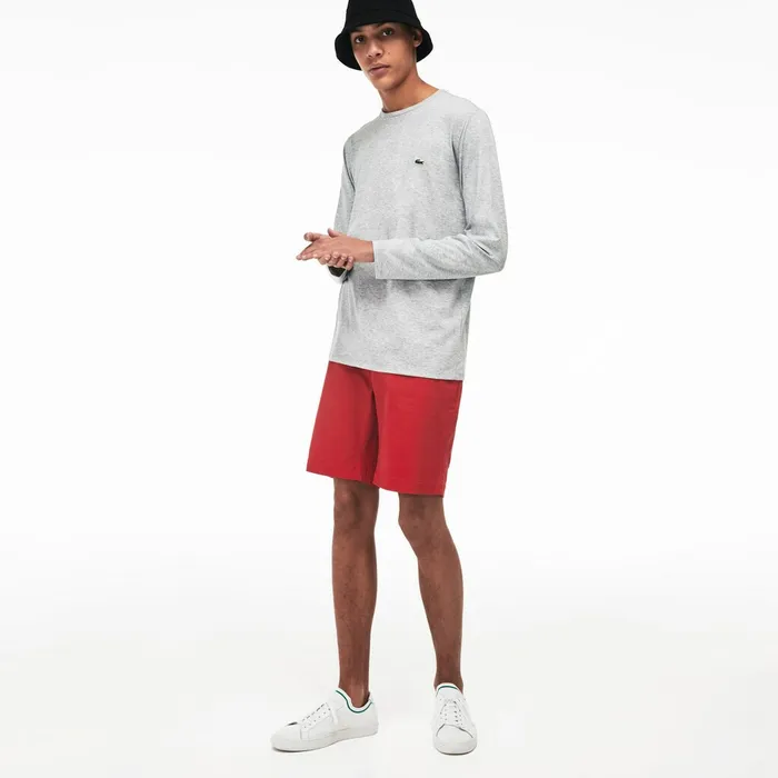 Crew Neck Pima Cotton Jersey Tshirt Grey Chine Mens Lacoste TShirts Shop