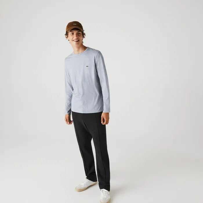 Crew Neck Pima Cotton Jersey Tshirt Grey Chine Mens Lacoste TShirts Shop