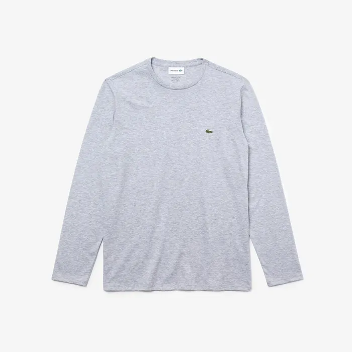 Crew Neck Pima Cotton Jersey Tshirt Grey Chine Mens Lacoste TShirts Shop