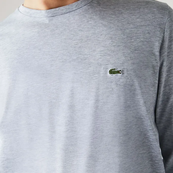 Crew Neck Pima Cotton Jersey Tshirt Grey Chine Mens Lacoste TShirts Shop