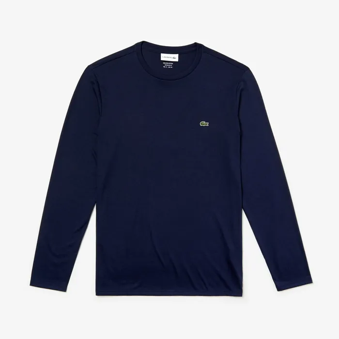 Crew Neck Pima Cotton Jersey Tshirt Navy Blue Mens Lacoste TShirts Casaul