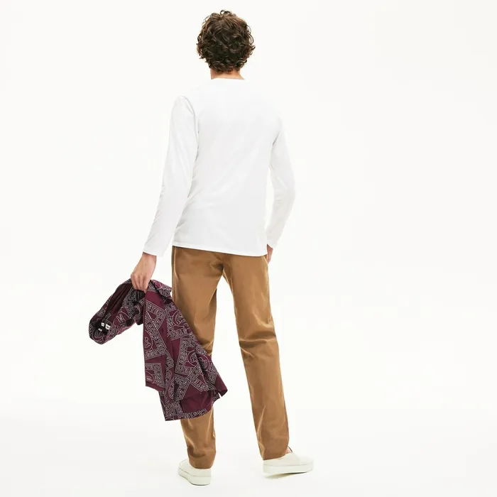 Crew Neck Pima Cotton Jersey Tshirt White Mens Lacoste TShirts Shop Online