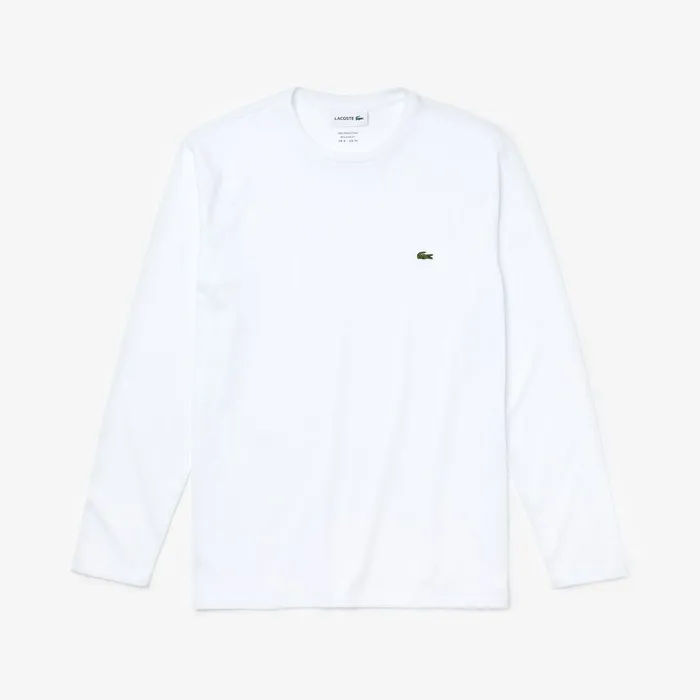 Crew Neck Pima Cotton Jersey Tshirt White Mens Lacoste TShirts Shop Online