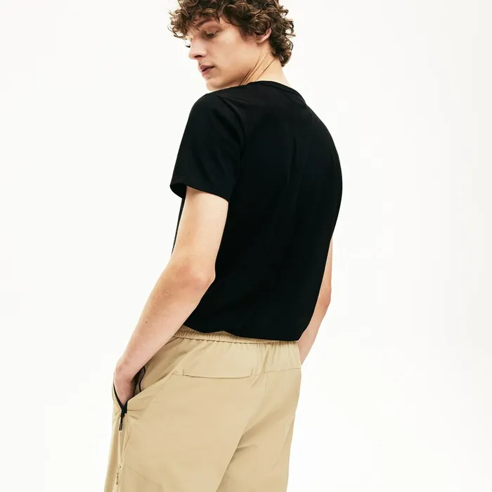 Crew Neck Pima Cotton TShirt Black Mens Lacoste TShirts Gift 4 You