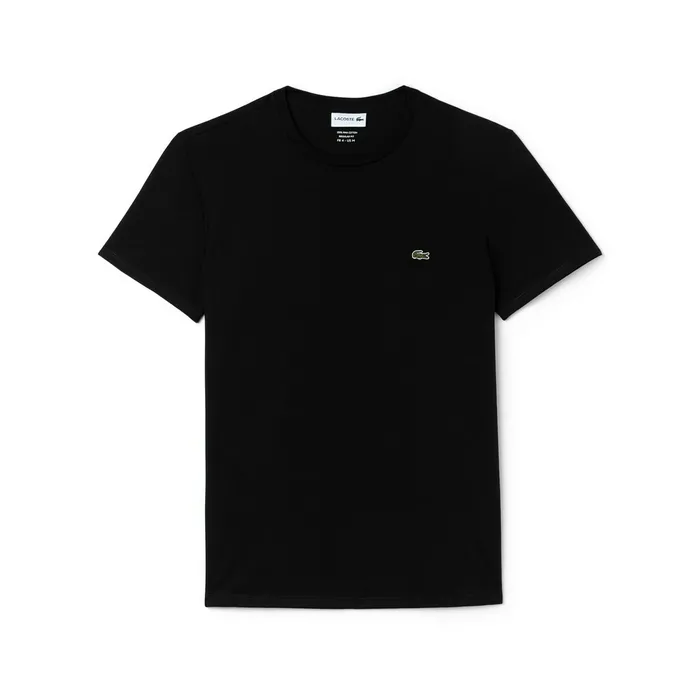 Crew Neck Pima Cotton TShirt Black Mens Lacoste TShirts Gift 4 You